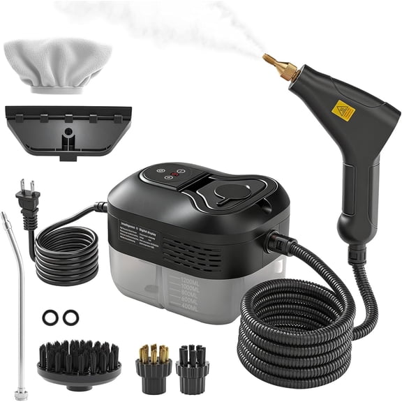 Pressurized Steam Cleaner, Handheld Porle High Temp Bathroom Powerful Steamer Cleaning Machine Cleaner For Home Use Kitchen Grease Car Detailing (black)