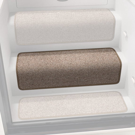 Prest-O-Fit 5-0068 - Step Huggers 23.5"L x 13.5"W Olefin Fiber Sandstone Stair Attachable Step Rug