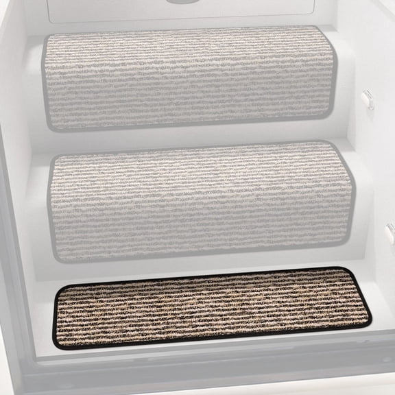 Prest-O-Fit 5-3093 - Step Huggers 23.5"L x 10"W Olefin Fiber Peppercorn Landing Attachable Step Rug