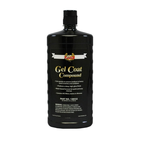 Presta 138532 Gel Coat Compound for Removing P1000 Grit, Finer Sand Scratches and Oxidation - 32 oz.