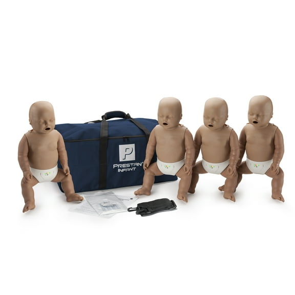 Prestan Infant CPR Manikin 4 Pack with CPR Monitor and Dark Skin Tone PP-IM-400M-DS
