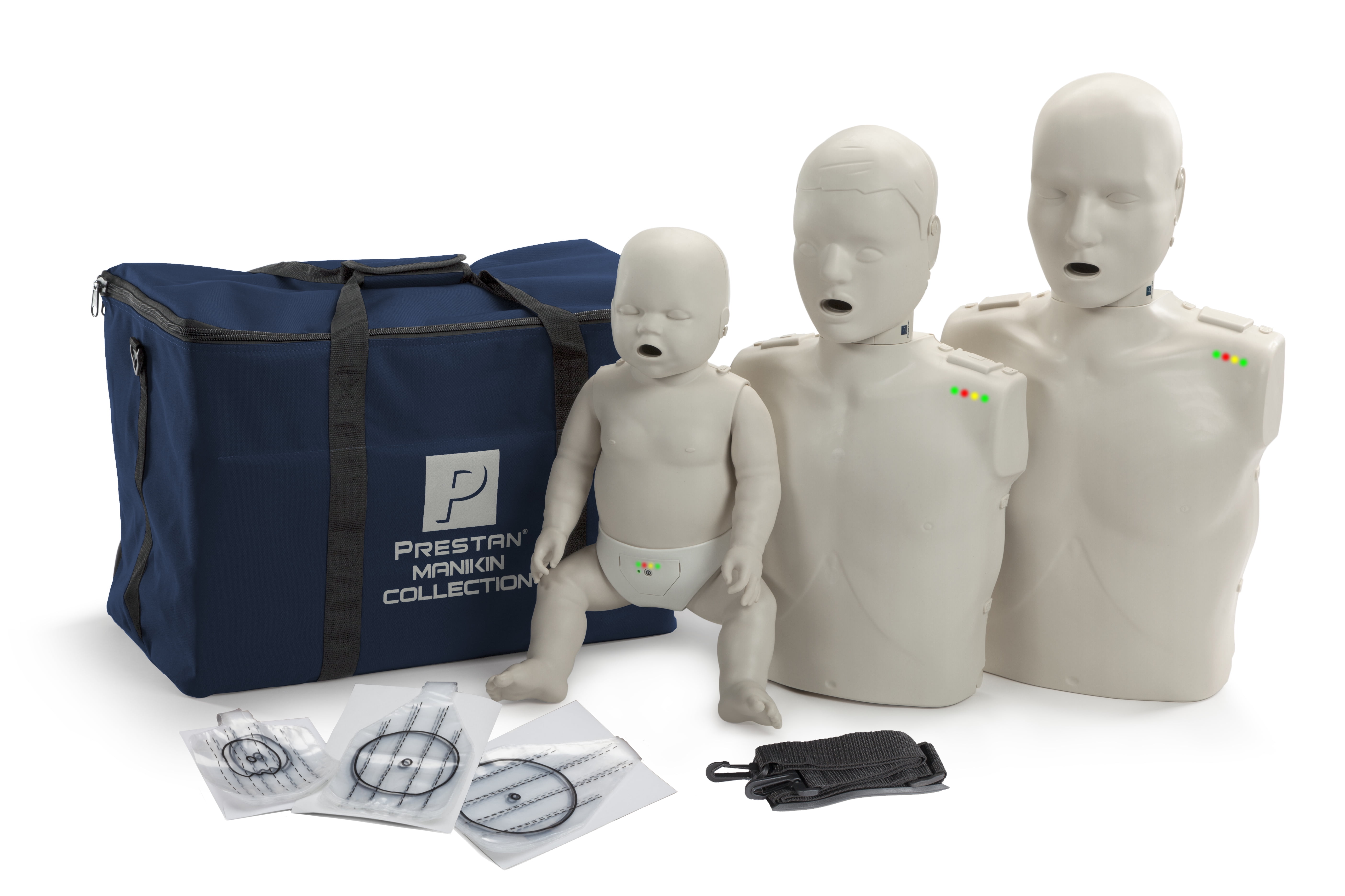 PRESTAN PRODUCTS Prestan Value CPR Manikin 3 Pack with Adult, Child and Infant Manikins with CPR Monitors and Light Skin Tone PP-FM-300M