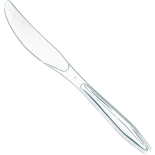 Prestee Premium Clear Plastic Knives 100 Pack Disposable Cutlery for