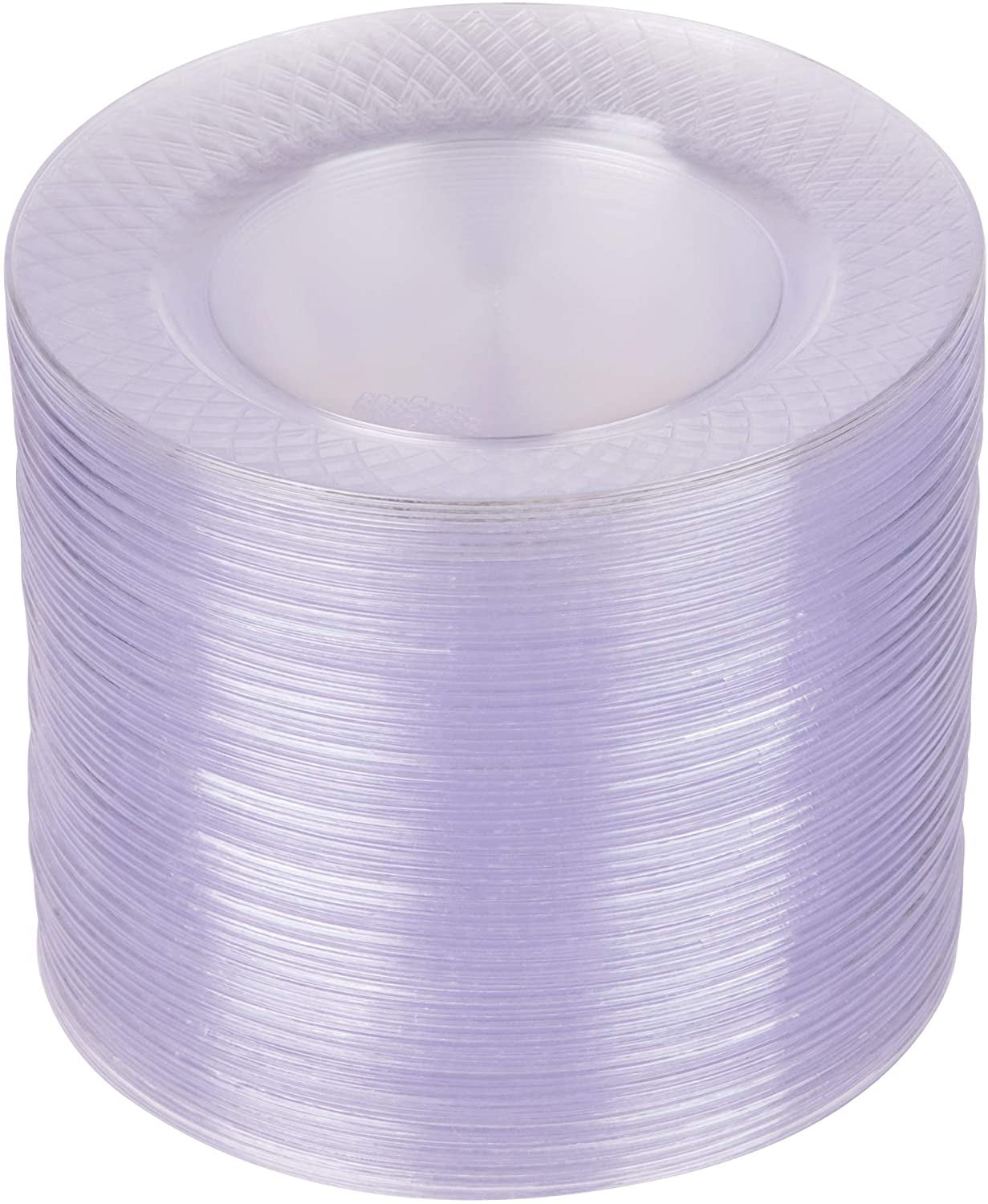 Prestee 100 Clear Plastic Plates - 6.25 inch Disposable Plates | Fancy Dessert Plates | Hard Round Party Plates | Elegant Appetizer Plates | Heavy Duty Wedding Plates | Small Cake Plates [Diamond]