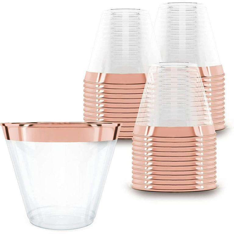 Prestee Small Clear Plastic Cups, 5 oz. 100 Pack, Hard Disposable Cups,  Plastic Wine Cups, Plastic Cocktail Glasses, Plastic Drinking Cups, Plastic