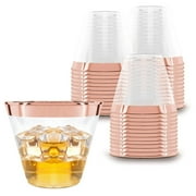 Prestee 100 Rose Gold Plastic Cups - Rose Gold Plastic Cups 9 oz - Rose Gold Party Decorations - Rose Gold Cups Disposable - Plastic Wine Cups - Clear Cups Rose Gold - Bulk Party Glasses