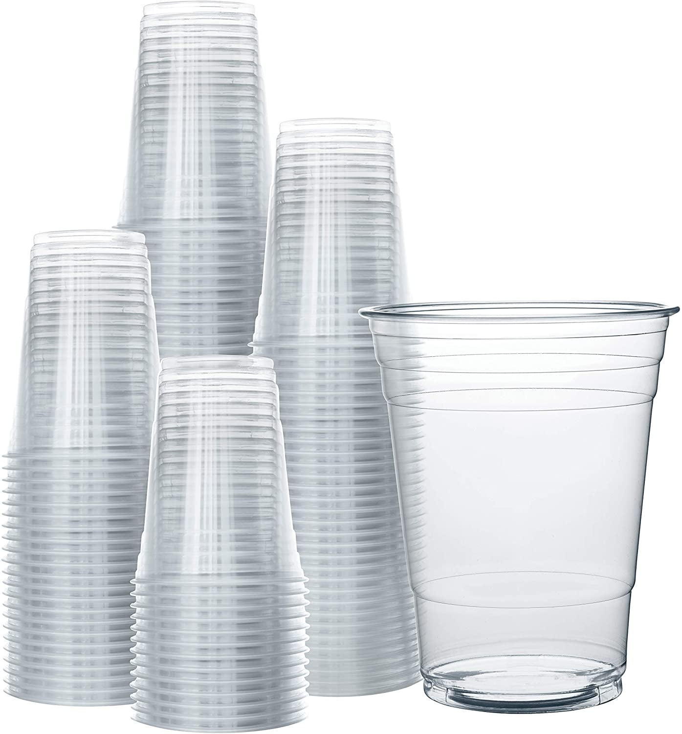 Prestee 200 Clear Plastic Cups | 16 oz Plastic Cups | Disposable Cups | PET Clear Cups | Plastic Water Cups | Plastic Beer Glass | Clear Plastic Party Cups