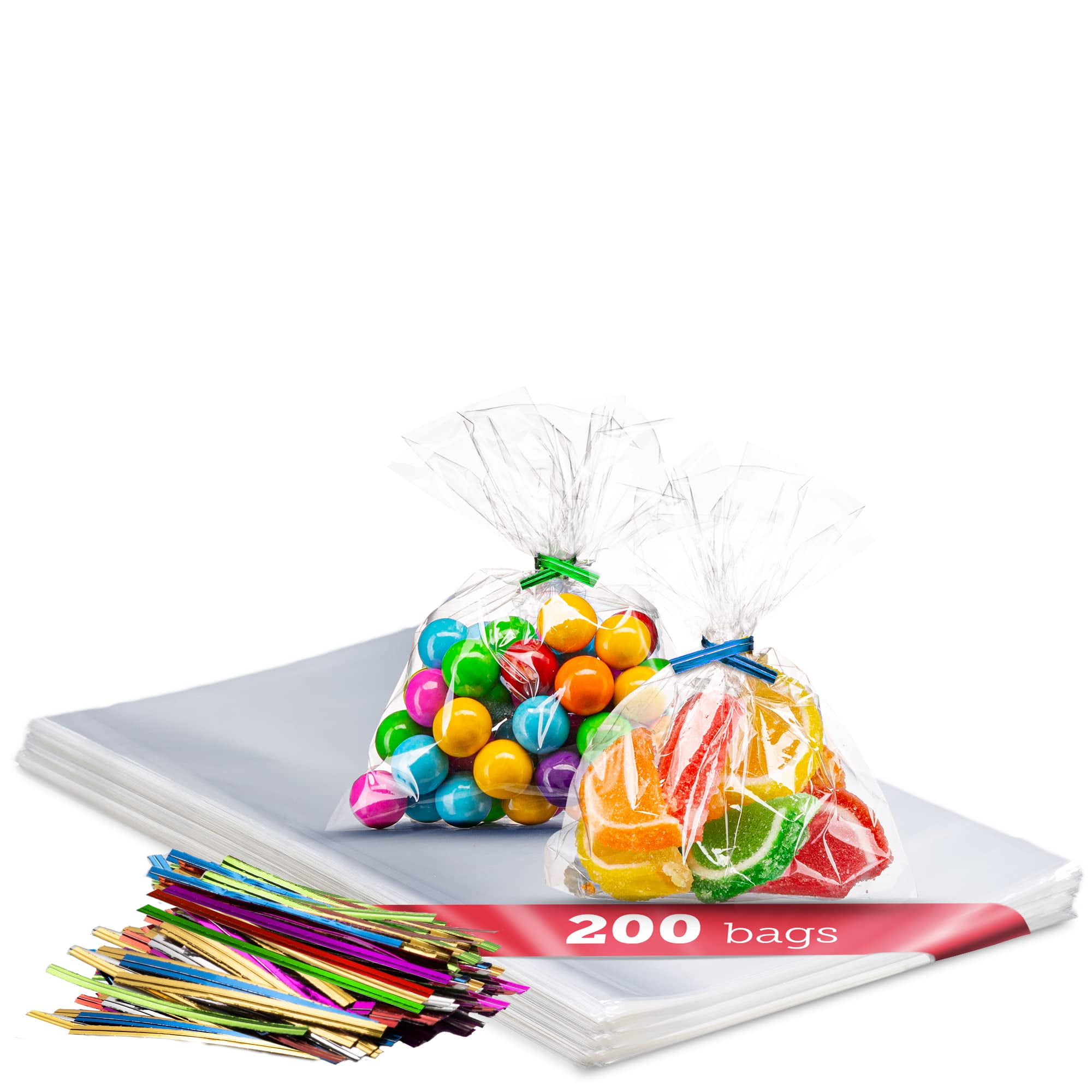 Prestee 200 Pack Clear Plastic Cellophane Bags Goodie Bags [3x4] with 4 ...