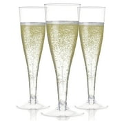 Prestee Set of 24 Clear Plastic Champagne Flutes - 4.5 oz Capacity Shatterproof Disposable Glasses - Suitable for Weddings, Cocktail Parties, and Outdoor Celebrations