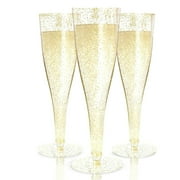 Prestee Set of 24 Clear Plastic Champagne Flutes - 4.5 oz Capacity Shatterproof Disposable Glasses - Suitable for Weddings, Cocktail Parties, and Outdoor Celebrations