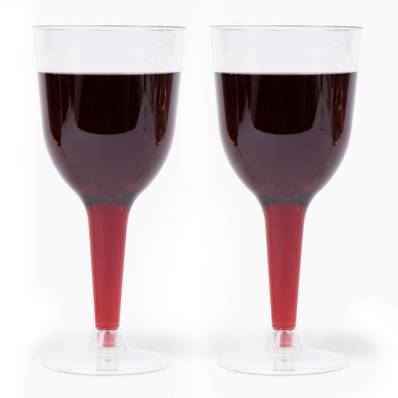Prestee 24 Clear Stemmed Plastic Wine Glasses - 10 oz Disposable Wine Glasses for Parties - Plastic Wine Cups with Stem for Weddings, Wine Tasting, Patio Gatherings, and Elegant Party Supplies
