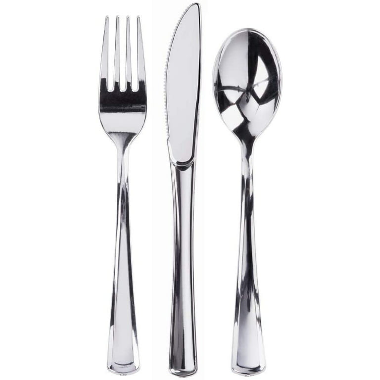 Prestee 300 Plastic Silverware Set, 100 Plastic Forks, 100 Plastic Spoons,  100 Plastic Knives