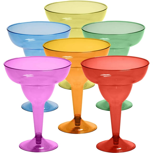 Prestee 48 Plastic Margarita Glasses 12 oz. Hard Assorted Colors