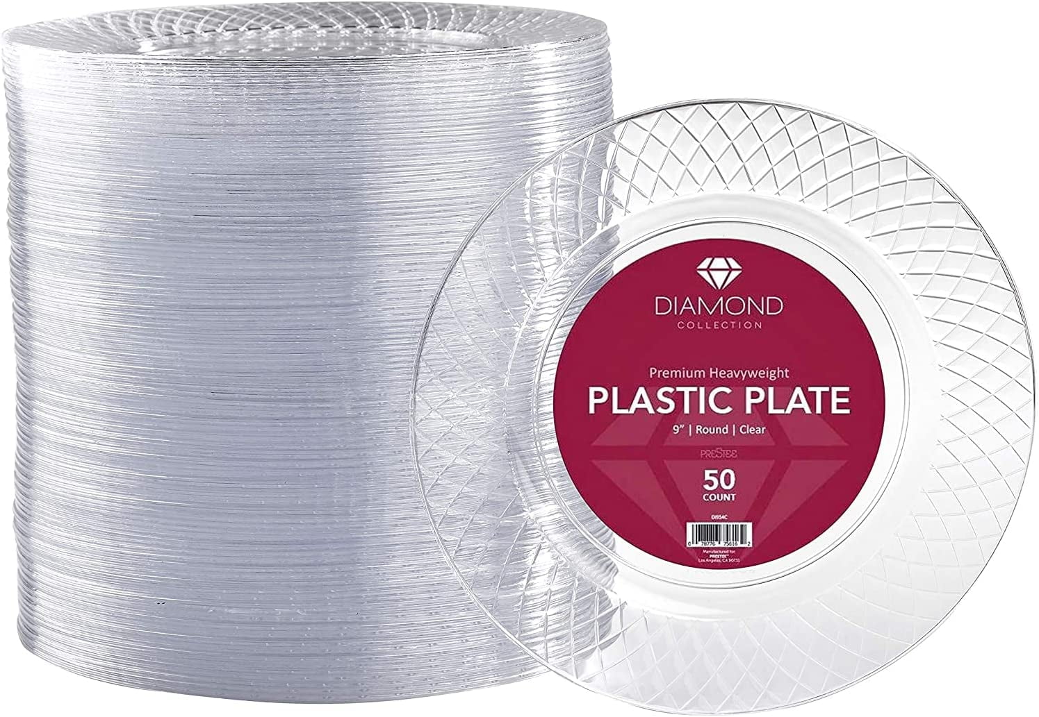 FOCUSLINE 100 Count 6 Inch Clear Plastic Plates, Disposable Heavy