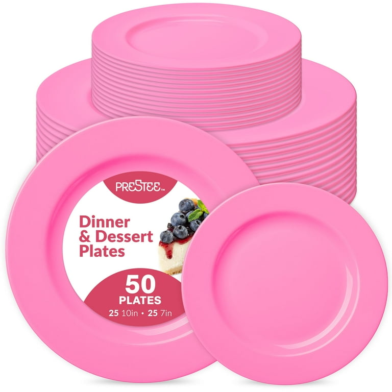 Salad Plastic Party Dishes Prestee 50-pc Pink Plastic Plates 25