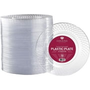 Prestee Crystal Clear Circular 7.5" Plastic Party Plates (72 Count)