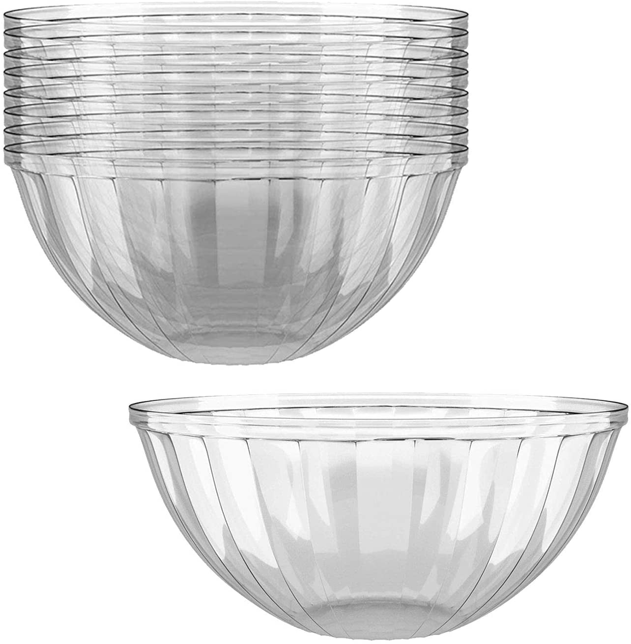 Clear Round Plastic Serving Bowls, 150 Oz, 4 Pack