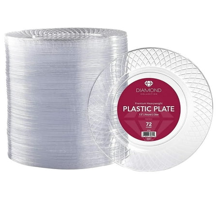 Prestee Disposable Plates, 72ct - 7.5-inch Heavy Duty Clear Plastic Plate - Cake, Salad, Appetizer, Dinner, Dessert Plates - Wedding, Holidays, Easter Party Plate - Event Supplies