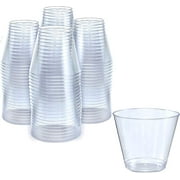Prestee Small Clear Plastic Cups | 5 oz. 100 Pack | Hard Disposable Cups | Plastic Wine Cups | Plastic Cocktail Glasses | Plastic Party Punch Cups | Bulk Wedding Plastic Tumblers