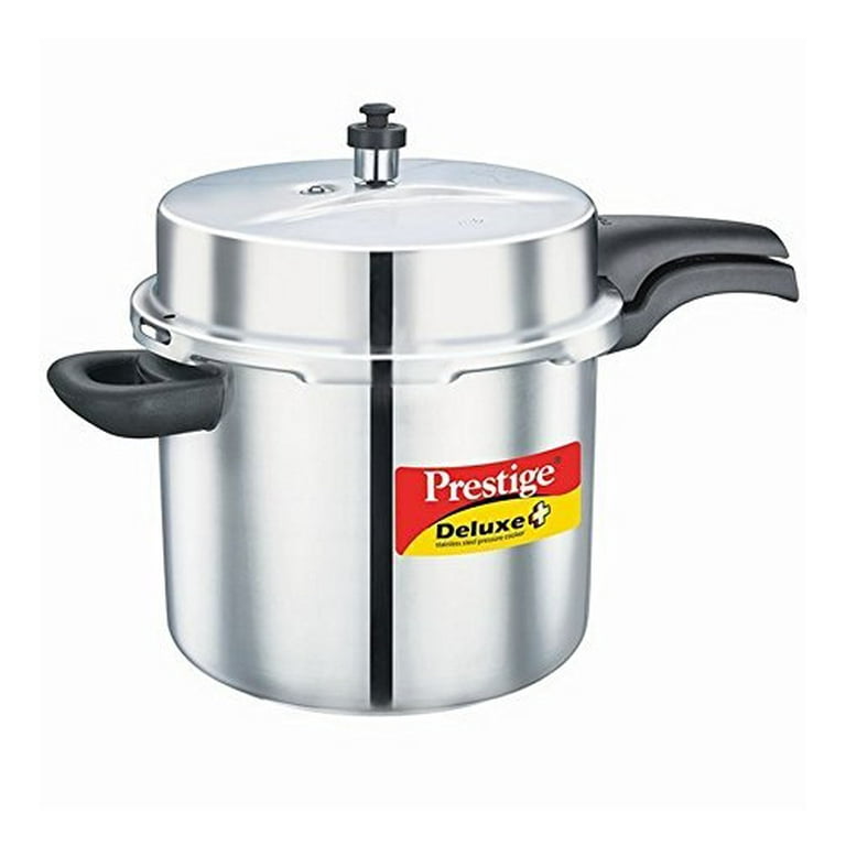 Prestige 10-Liter Deluxe Alpha Induction Base Stainless Steel Pressure  Cooker, Small, Silver 