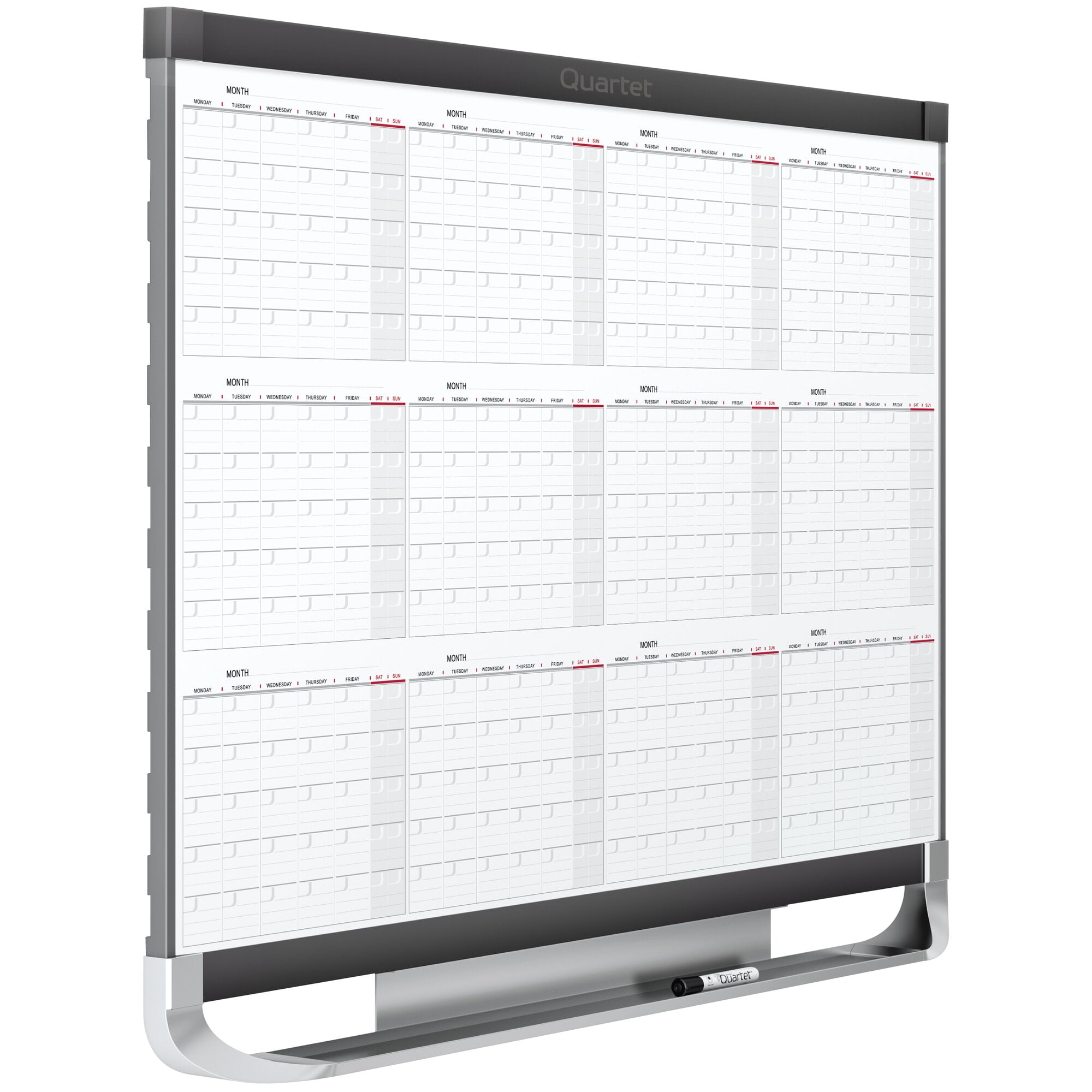 QUARTET Prestige 2 Magnetic Twelve Month Calendar Board 3 x 2 Total Erase Surface -