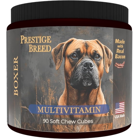 Prestige Breed Multivitamins, Balanced Nutrition for Your Boxer, 90 Count, Made in the USA with Real Bacon