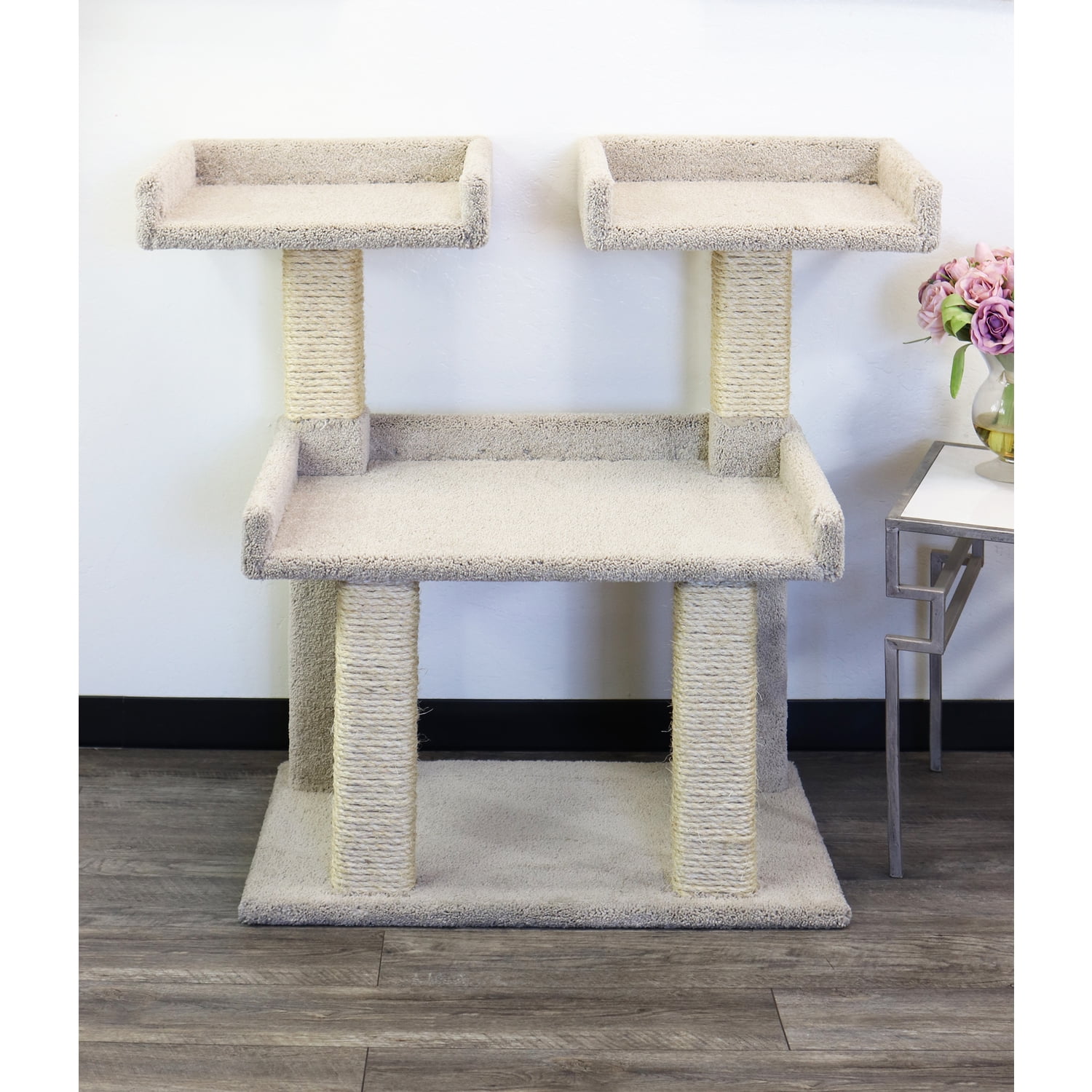Beige Sisal 38'' H Deluxe Cat Tree Perch