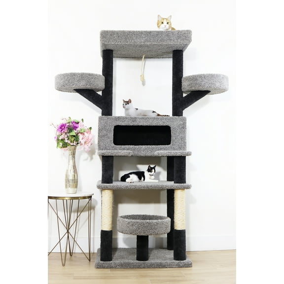 New Cat Condos Cat Tree Large - The Citadel Cat Castle for Big Cats - Multi-Level Condo