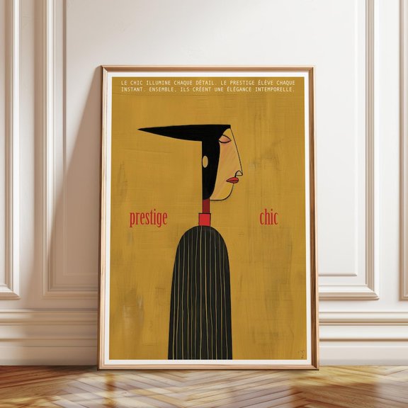 Prestige Chic Modern Abstract Woman Wall Art Print, Unframed Paper Poster 24x36in