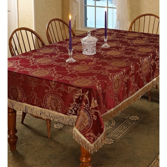 Prestige Damask Design Tablecloth Burgundy 52" by 70" Oblong / Rectangle