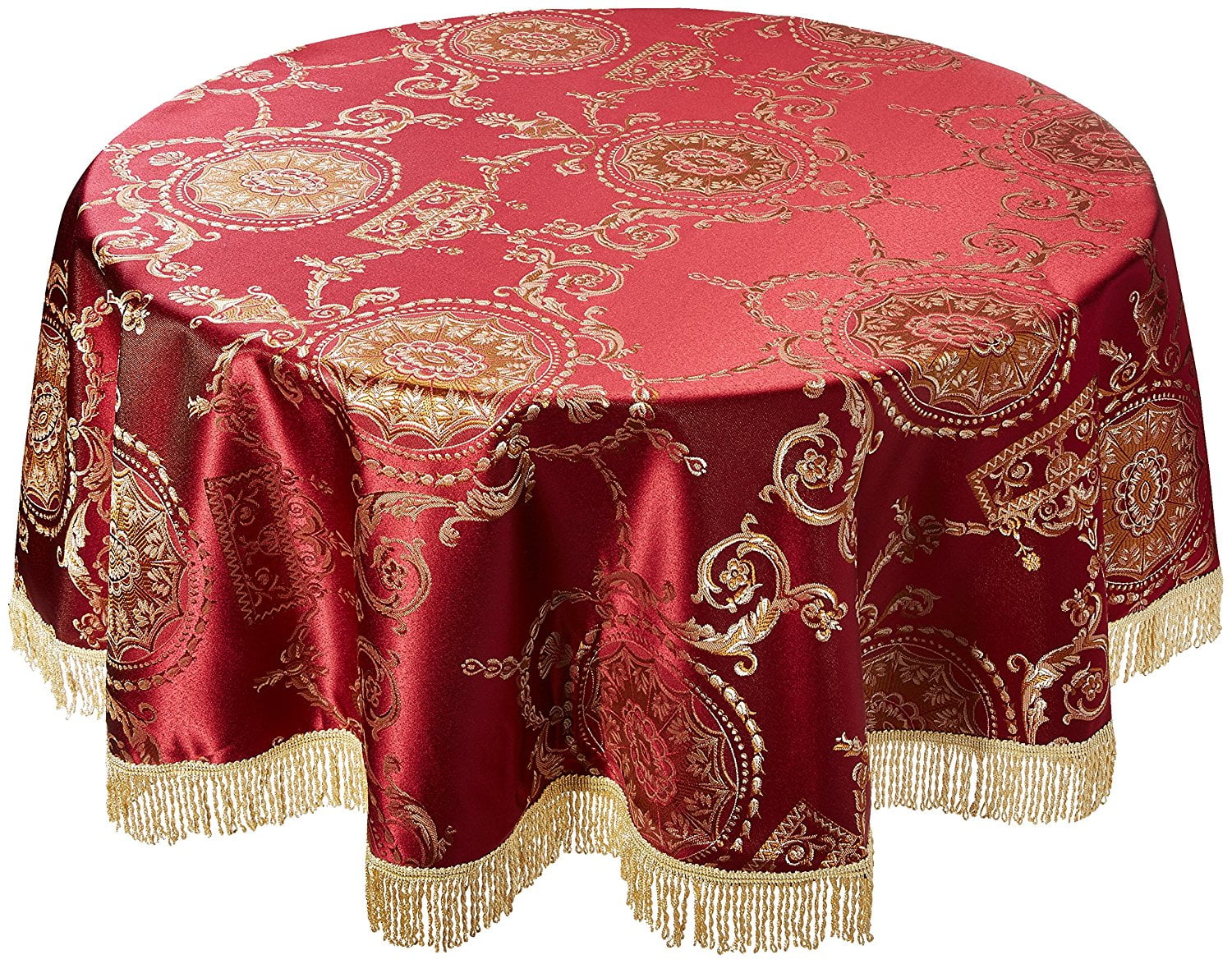 Prestige Damask Design Tablecloth Burgundy 60" Round