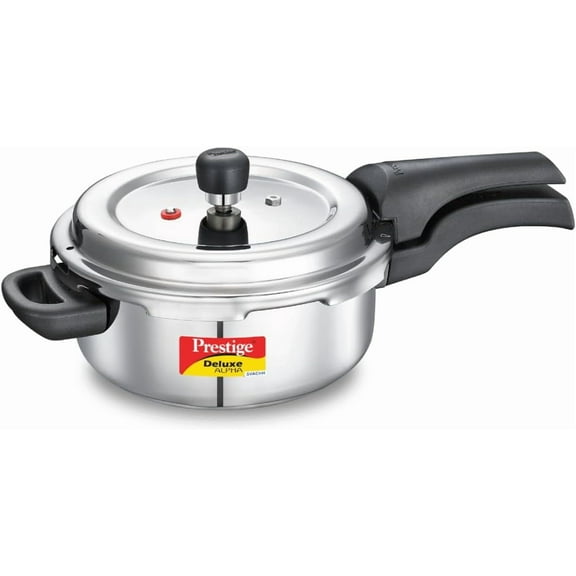 Prestige Deluxe Alpha Svachh Stainless Steel Pressure Cooker with Alpha Base and Deep Lid for Spillage Control - 3 Liter