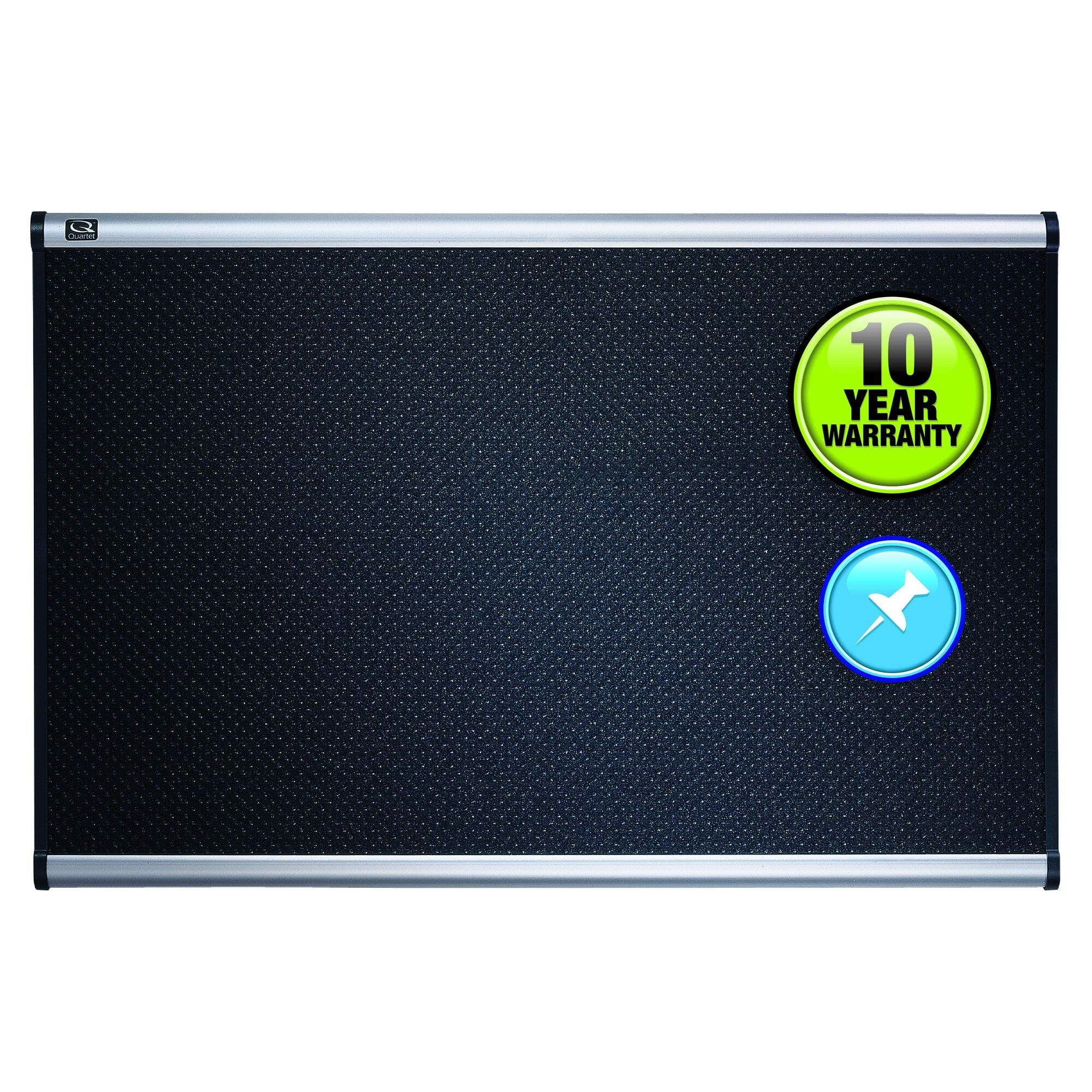 Quartet Prestige Black Embossed Foam Bulletin Board, 48" x 36", Black Surface, Silver Aluminum/Plastic Frame