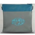 thumbnail image 1 of Prestige Embroidery 370-LG-TF Leather Tallis & Tefillin Bag with Teal Strip, Light Gray - Tefillin, 1 of 1