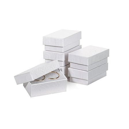 Prestige & Fancy Luxury White Swirl Jewelry Boxes, Cotton-Filled Cardboard Gift Boxes with Lids for Bracelets, Earrings, and Small Accessories, 2.55 x 1.5 x 1 in, 6-Pack