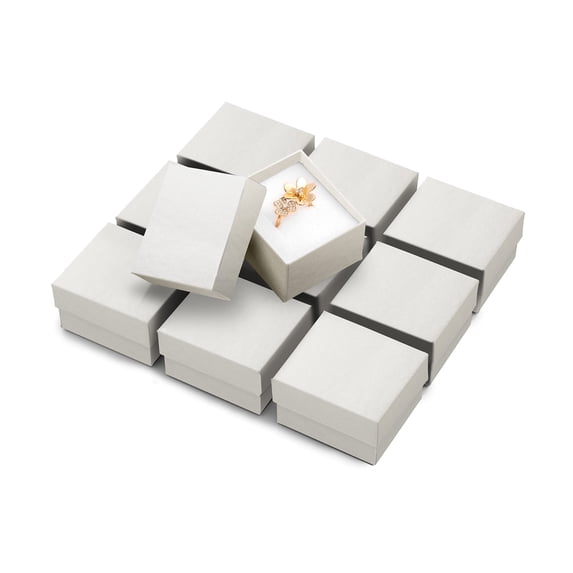 Prestige & Fancy Luxury White Swirl Jewelry Boxes, Flocked Foam Ring Slot Gift Boxes with Lids for Rings, Earrings, and Small Accessories, 2 x 1.75 x 1.12 in, 10-Pack