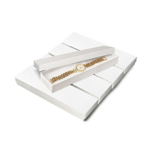 20-Pack White Swirl Jewelry Gift Boxes with Lids – Cotton-Filled Cardboard Boxes for Watches, Necklaces & Bracelets, 8 x 2 x 0.9