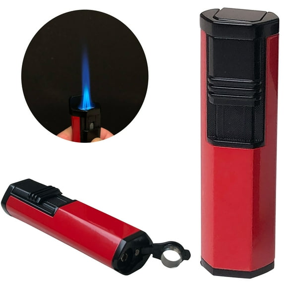 Prestige Import Group Apex Dual Angled Torch Lighter with Fold-out Punch Cutter - Color: Red/Black
