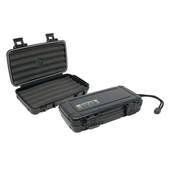 Prestige Import Group Cigar Safe Waterproof Travel Cigar Humidor Case - Holds up to 5 Cigars - Color: Black