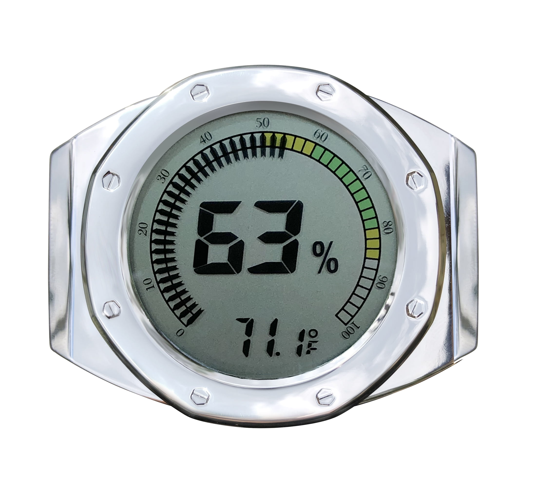 Prestige Import Group Distinctive Watch Style Bezel & Case Thermometer Hygrometer for Humidity & Temperature Monitoring with Digital LCD Display Gauge - Silver - 2 Pack