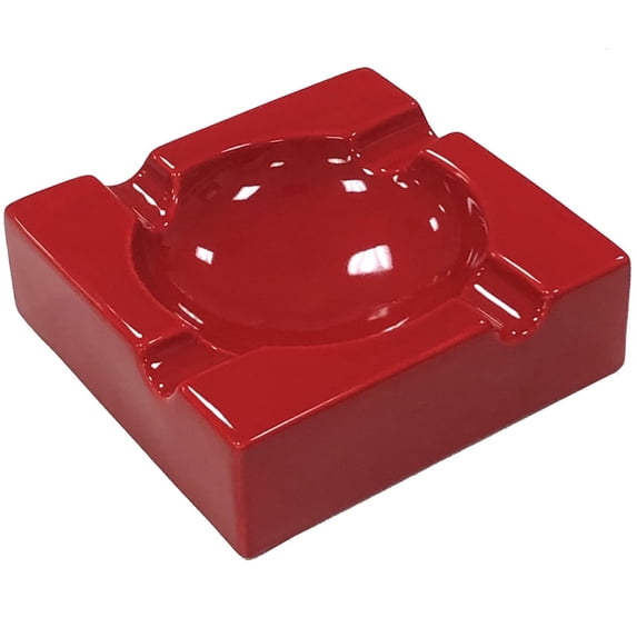 Prestige Import Group - Large Ceramic Contemporary Ashtray - High Gloss Red