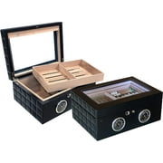 Prestige Import Group LemansGT 120 Count Cigar Humidor with Biometric Finger Print Electronic Lock & LED Interior Lighting - Black