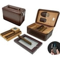 thumbnail image 1 of Prestige Import Group Manhattan XL Travel Cigar Humidor Case Set (Hygrometer, Ashtry, Cutter, Lighter, Humidifier) - Brown, 1 of 11