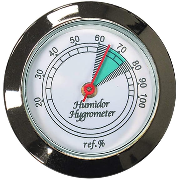 Prestige Import Group Medium Round Analog Hygrometer Humidity Gauge for Humidors - Color: Silver