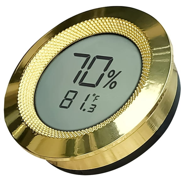 Prestige Import Group Round 2" Digital Hygrometer Thermometer for Cigar Humidors - Gold - 1 Piece