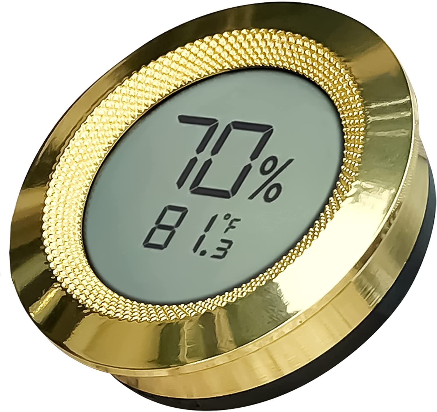 Prestige Import Group Round 2" Digital Hygrometer Thermometer for Cigar Humidors - Gold - 2 Pieces