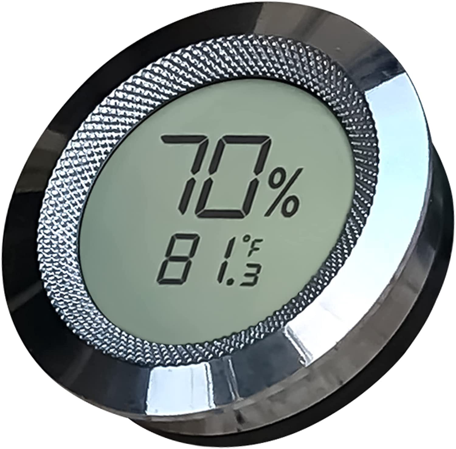 Prestige Import Group Round 2" Digital Hygrometer Thermometer for Cigar Humidors - Silver - 2 Pieces