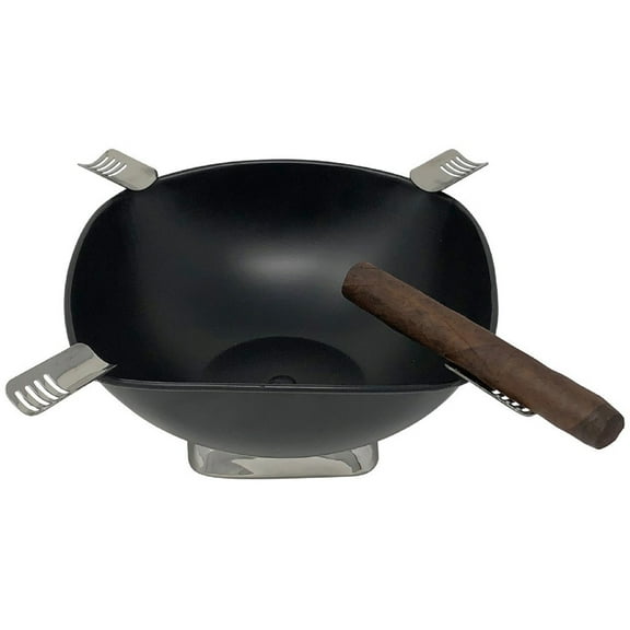 Prestige Import Group Smokin Ash Quadrangle Desktop Cigar Ashtray Bowl - Color: Powder Coat Black Matte