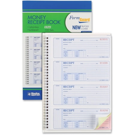 Rediform Formguard Money Receipt Book, 2.75 x 7 Inch, 4x100 Receipts (8L808R)