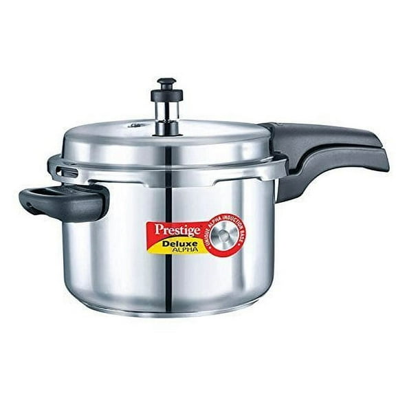 Prestige PRDA4 4L Alpha Deluxe Induction Base Stainless Steel Pressure Cooker, 4.0-Liter, Silver